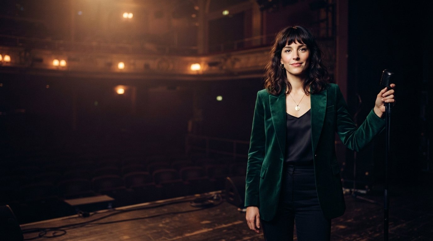 Élia Morvan sur la scène d'un théâtre